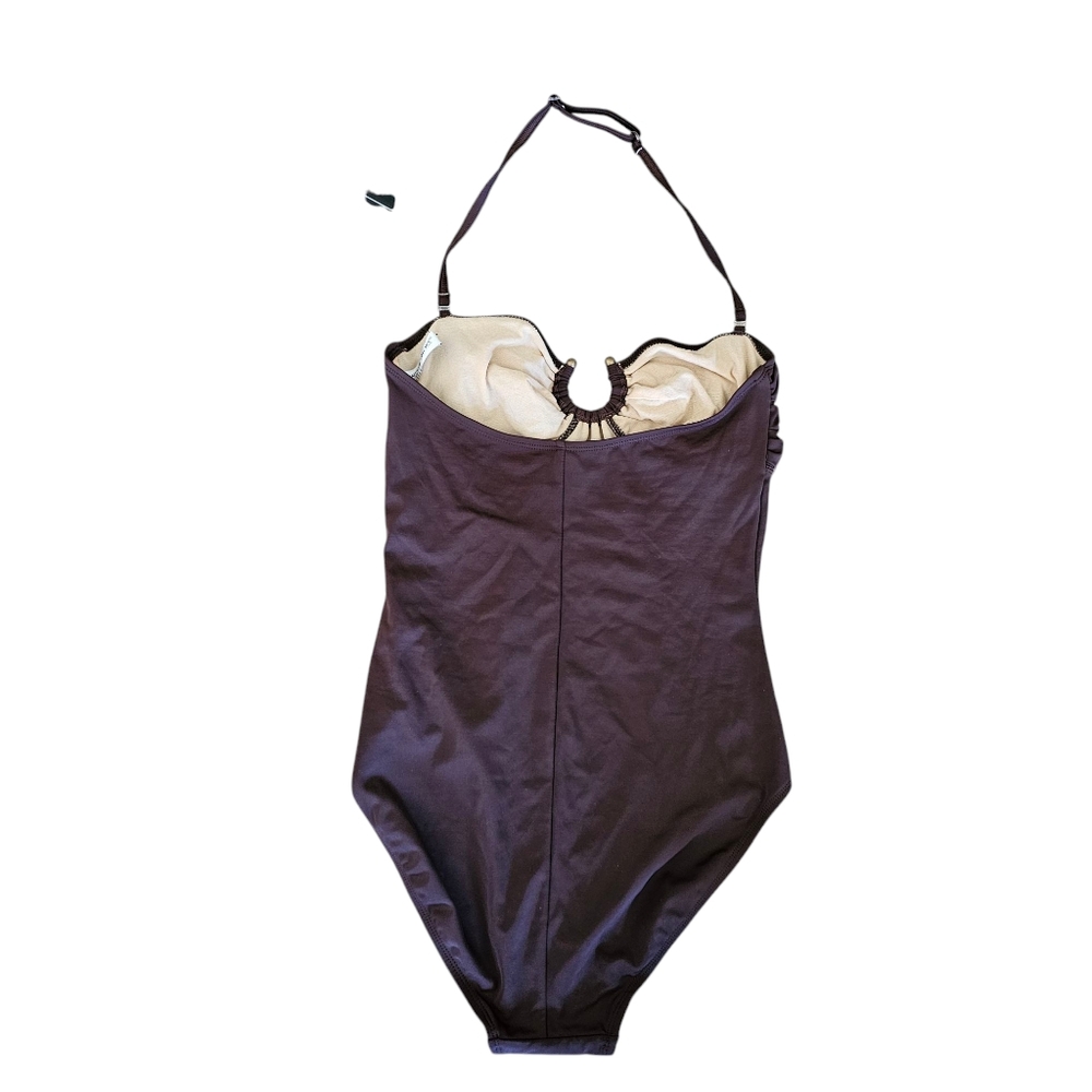 Womens Newport News One Piece Brown Halter Swimsuit Size 10 New Tags - Picture 2 of 7